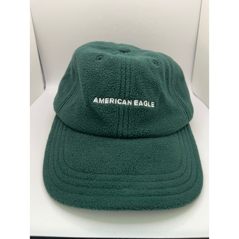 American Eagle Fleece Baseball Cap Men OS Forest Green Adjustable Dad GORPCORE